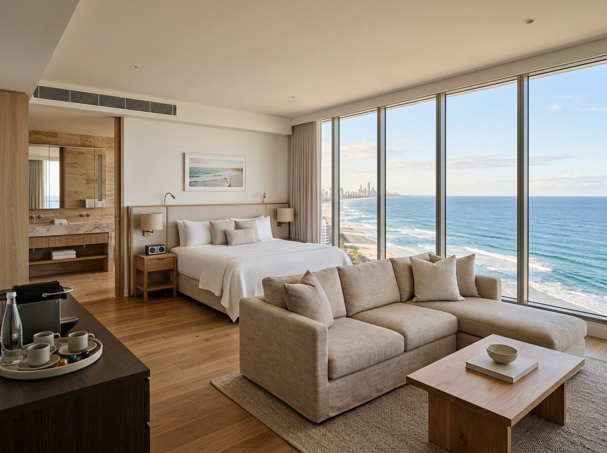 Ocean View Suite with separate lounge and coastal outlook